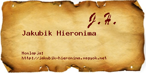 Jakubik Hieronima névjegykártya